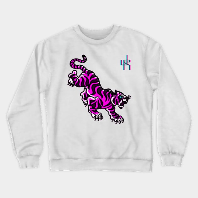 Electric Trad Tiger Tattoo Crewneck Sweatshirt by HAPHEART.COM